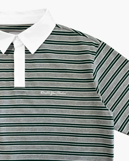 Double You Studios Dys Stripe Polo (Grey Marl) (2)