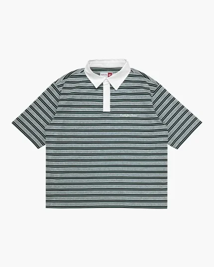 Double You Studios Dys Stripe Polo (Grey Marl) (3)