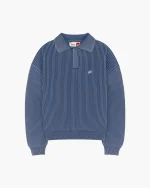 Double You Studios Ribbed Polo Knit (Blue) (1)