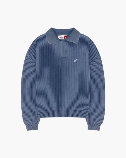 Double You Studios Ribbed Polo Knit (Blue) (1)