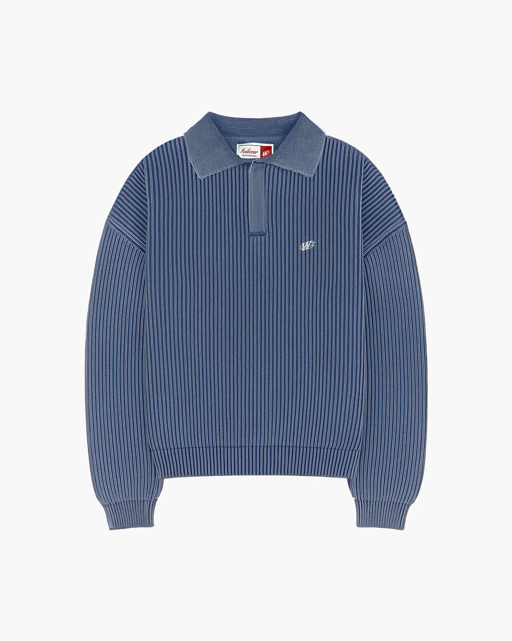 Double You Studios Ribbed Polo Knit (Blue) (1) Double You Studios Ribbed Polo Knit (Blue) (1)