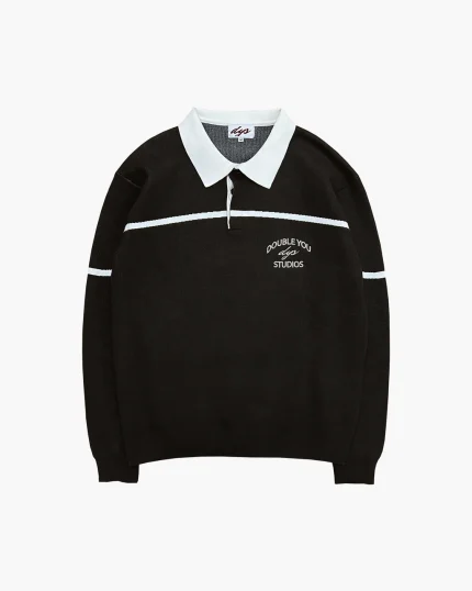 Double You Studios Rugby Polo Knit (Chocolate) (3)