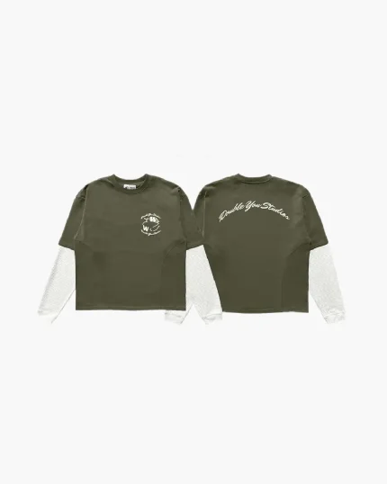 Double You Studios Waffle Sleeve Tees Olive (1)