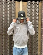 Double You Zip Up Hoodie Grey (4)