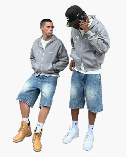Double You Zip Up Hoodie Grey (5)