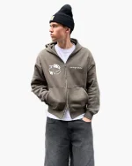 Double You Zip Up Hoodie Olive Green (2)